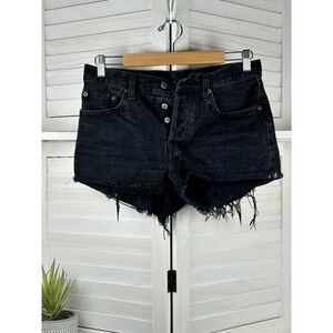 Levi's 501 Jean Shorts Women's Size W27 Cut-Off Button Fly Black